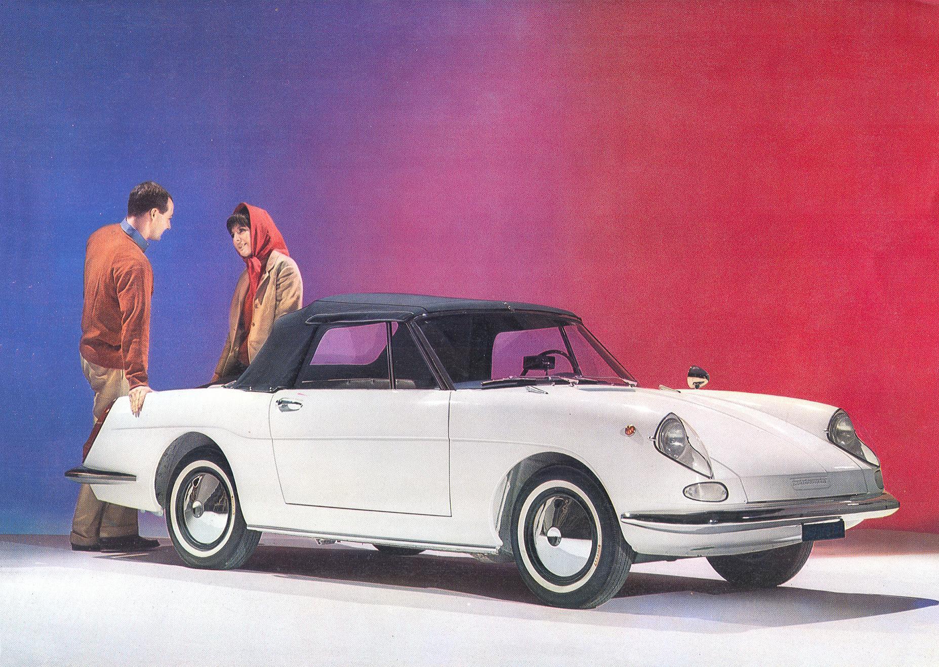 Autobianchi Stellina 1963 factory brochure — white hardtop studio shot