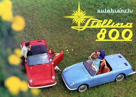 Autobianchi Stellina 800 — 1965 factory brochure overhead aerial shot