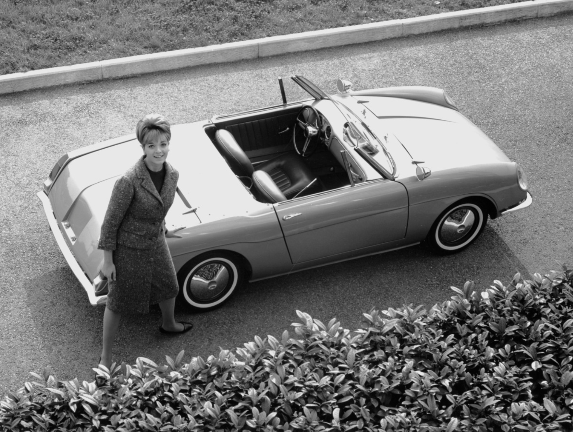 Autobianchi Stellina press photo — overhead three-quarter view