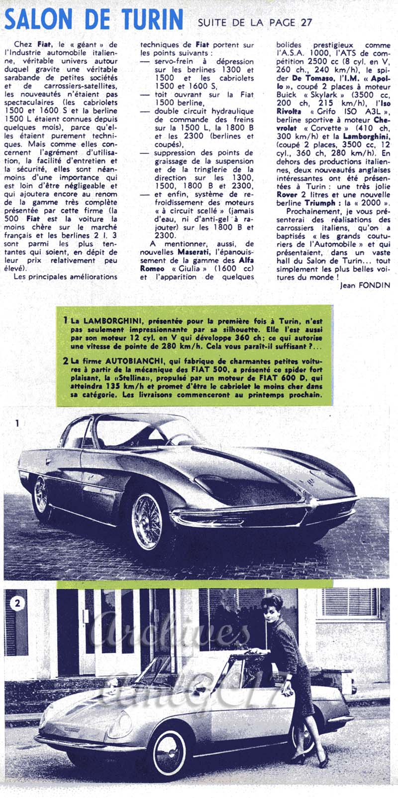Journal de Tintin 1963 — Turin Salon, Lamborghini and Stellina