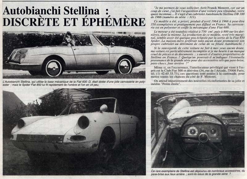 La Vie de l'Auto 3 mars 1994 — Autobianchi Stellina : Discrète et Éphémère