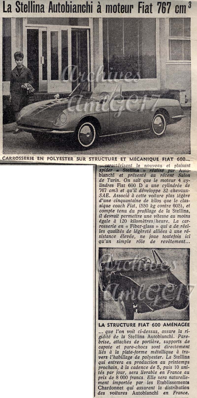 L'Argus 1963 — Stellina Autobianchi à moteur Fiat 767 cm³